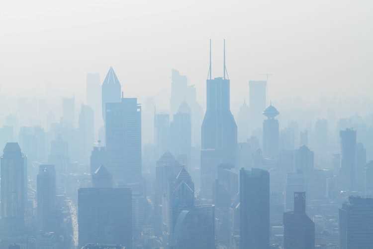 air pollution: a city under smog cover